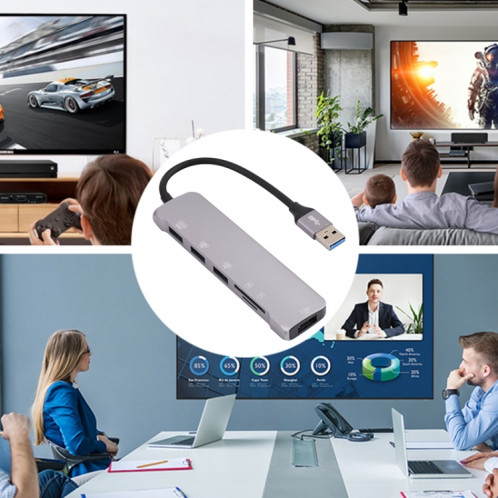 NK-3043HD 6 en 1 Mâle USB à la fente de carte TF / SD + USB 3.0 + 3 USB 2.0 Adaptateur femelle SH212546-07