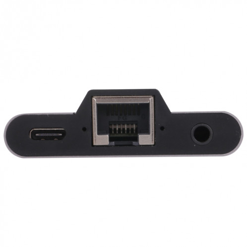 NK-1056TC 3 en 1 Homme USB-C / Type-C à la charge USB-C / TYPE-C + Ethernet + 3.5mm Écouteur Adaptateur femelle SH2126366-07