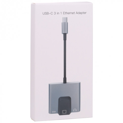 NK-1056TC 3 en 1 Homme USB-C / Type-C à la charge USB-C / TYPE-C + Ethernet + 3.5mm Écouteur Adaptateur femelle SH2126366-07