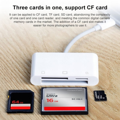 S-205 3 sur 1 CF Carte / carte TF / Lecteur de carte SD pour les appareils USB-C / TYPE-C SH21281746-06