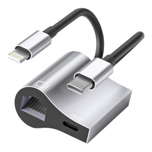 NK-1054PRO 2 en 1 8 broches + USB-C / Type-C mâle à 8 broches Chargements + Adaptateur femelle Ethernet SH21311335-07