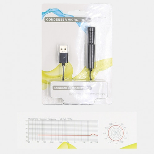 Yanmai SF555B Mini professionnel USB 2.0 Studio Stéréo Microphone d'enregistrement à condensateur, Longueur du câble: 1.5m (Noir) SY148B1102-010
