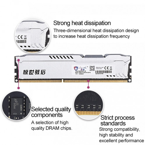 Module de mémoire RAM JingHai 1.2V DDR4 2400MHz 8GB pour PC de bureau SJ21631603-05