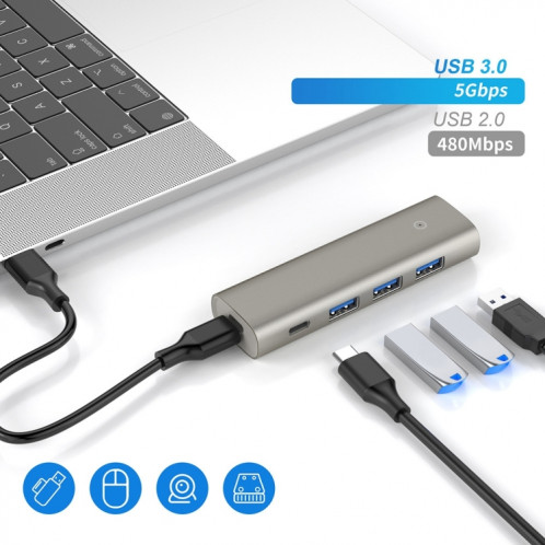 Adaptateur HUB Rocketek HC466 USB3.2 Gen2 Type-C 4 en 1 SR2189915-06