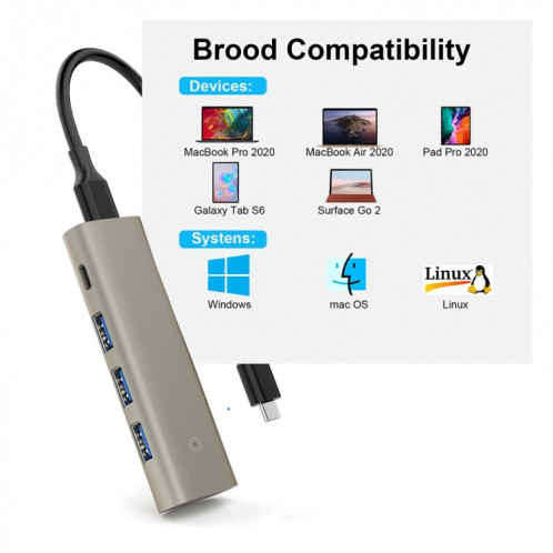 Adaptateur HUB Rocketek HC466 USB3.2 Gen2 Type-C 4 en 1 SR2189915-06