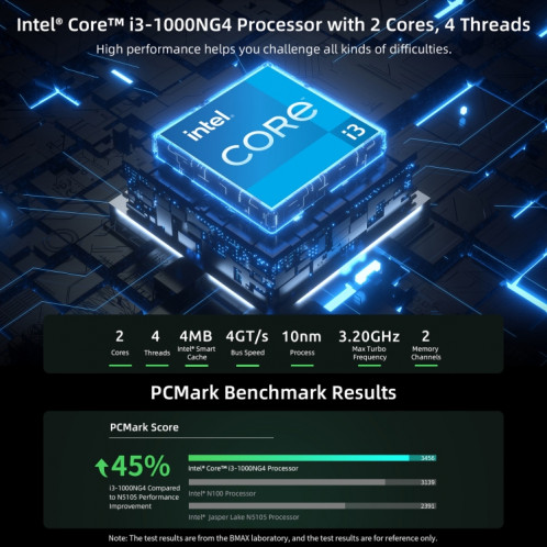 Mini PC BMAX B6 Plus Windows 11, 12 Go + 512 Go, Intel Core i3-1000NG4, prise en charge HDMI / RJ45, SB16US1335-012
