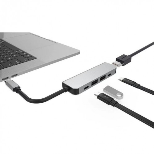 Adaptateur HUB 5 en 1 HDMI + USB x 2 + PD x 2 vers USB-C / Type-C SH22561602-05