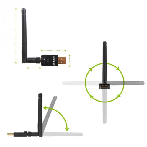 EDUP EP-DB1607 Carte réseau sans fil USB 2.0 Ethernet 600Mbps 2.4GHz et 5GHz à deux bandes Wifi Ethernet SE22711142-010