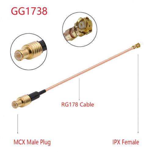 Câble adaptateur IPX femelle vers GG17378 MCX femelle RG178, longueur : 15 cm SH2287892-04