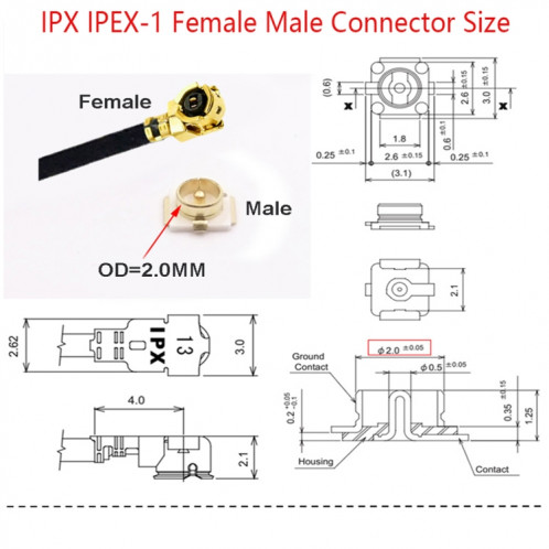 Câble adaptateur IPX femelle vers GG17378 MCX femelle RG178, longueur : 15 cm SH2287892-04