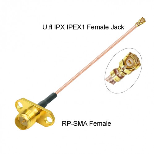 Câble adaptateur IPX femelle vers RP-SMA femelle RG178, longueur : 15 cm SH22901178-04