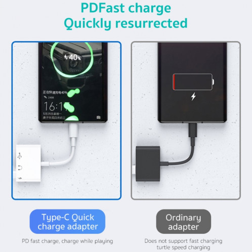 3 en 1 USB-C / Type-C Mâle vers Type-C + USB + Adaptateur OTG Femelle 3,5 mm SH23811445-07