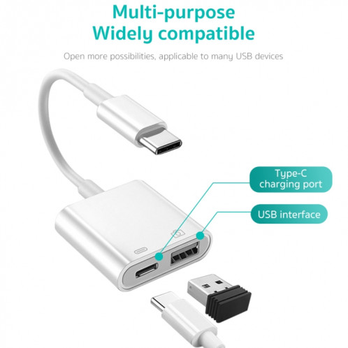 S-211 Adaptateur de caméra 2 en 1 USB-C / Type-C mâle vers Type-C + USB femelle SH23821086-07