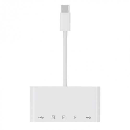 NK-1032TC Adaptateur 5 en 1 USB-C Mâle vers SD / TF / 2xUSB / Type-C Femelle SH23851416-06