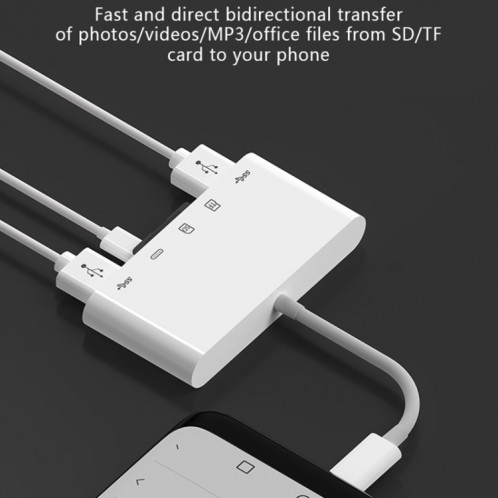 NK-1032TC Adaptateur 5 en 1 USB-C Mâle vers SD / TF / 2xUSB / Type-C Femelle SH23851416-06