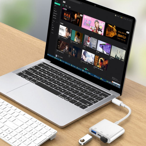 S-202 3 en 1 USB-C / Type-C Mâle vers Type-C + 2 x Adaptateur Caméra USB Femelle SH238641-07