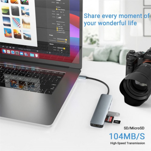 Adaptateur HUB de station d'accueil 7 en 1 USB-C / Type-C vers USB SH2389369-07