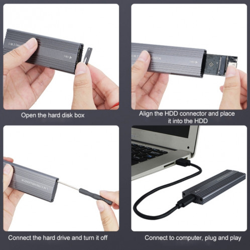 Boîtier de disque SSD M2300 à double protocole M.2 NVME/SATA (noir) SH397B1797-07