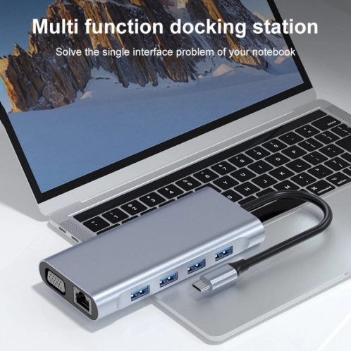 Adaptateur HUB de station d'accueil USB-C / Type-C 11 en 1 (port réseau 1000M) SH2406922-07