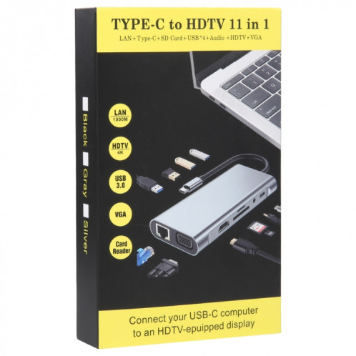 Adaptateur HUB de station d'accueil USB-C / Type-C 11 en 1 (port réseau 1000M) SH2406922-07