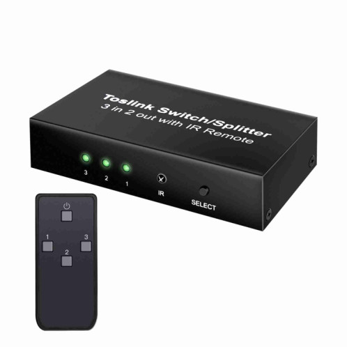 NK-T32 Toslink 3 In 2 Out Switch / Splitter avec télécommande IR SH24601556-07