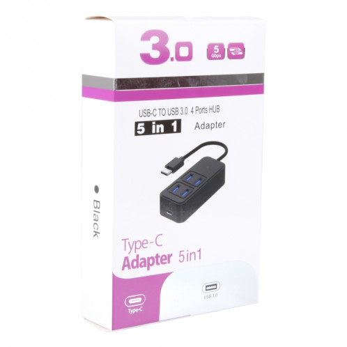 BYL-1901T Adaptateur HUB 5 en 1 USB-C / Type-C vers USB3.0x4 + USB-C / Type-C SH25061600-05