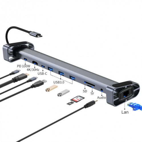 BYL-2212 Adaptateur HUB USB-C / Type-C 10 en 1 SH25091792-07