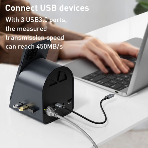BYL-2211 Adaptateur HUB USB-C / Type-C 10 en 1, prise en charge du chargeur de téléphone SH2510785-07