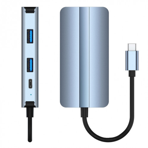 BYL-2106 Adaptateur HUB de station d'accueil USB-C / Type-C vers USB 7 en 1 (Argent) SH513S288-08