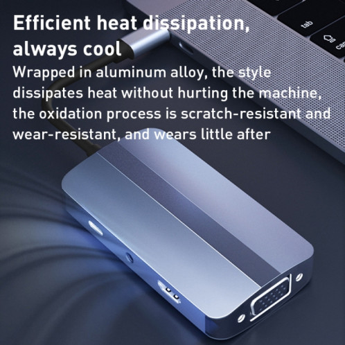 BYL-2106 Adaptateur HUB de station d'accueil USB-C / Type-C vers USB 7 en 1 (Argent) SH513S288-08