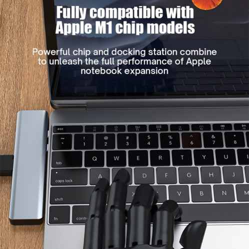BYL-2101 Adaptateur HUB de station d'accueil double USB-C / Type-C vers USB 7 en 1 (Argent) SH514S32-08