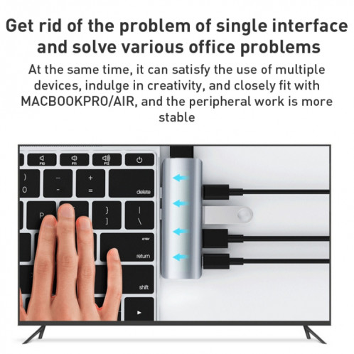 YG-2102 Adaptateur HUB de station d'accueil double USB-C / Type-C vers USB 5 en 1 (Argent) SH515S1242-08