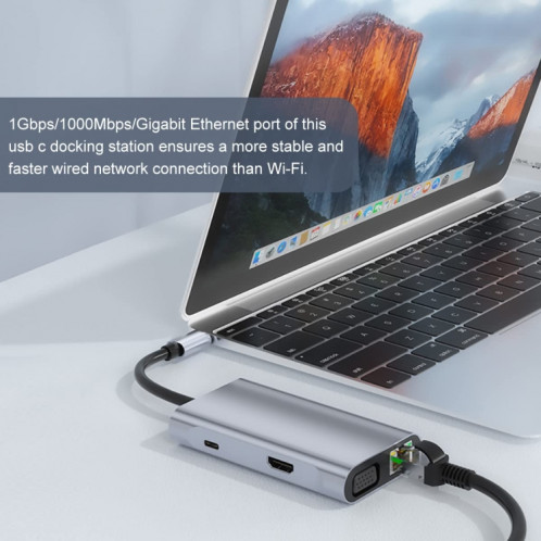 BYL-2111 Adaptateur HUB de station d'accueil USB-C / Type-C vers USB 7 en 1 (Argent) SH516S563-08