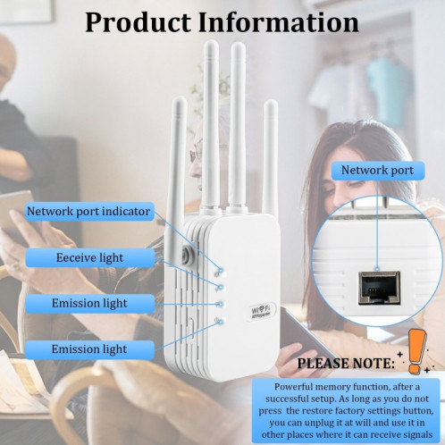 Amplificateur de signal répéteur WiFi ZX-R08 300Mbps 2.4G, prise US SH25191992-010