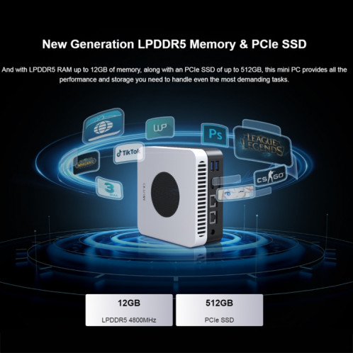 Mini PC CHUWI LarkBox X, Windows 10, AMD Ryzen 7 3750H Quad Core jusqu'à 4,0 GHz, 12 Go + 512 Go, prise en charge WiFi 6, Bluetooth 5.2 SC2558223-013