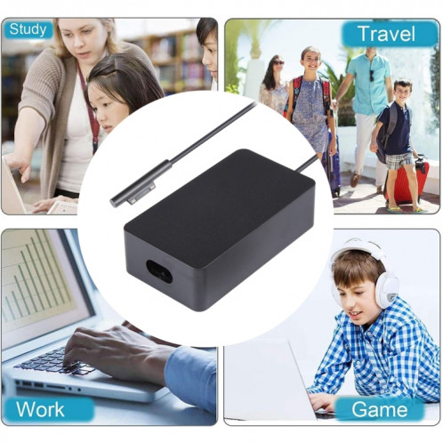 Pour Microsoft Surface Pro 7/7 Plus/8/9/X et ordinateur portable 3/4/5 adaptateur d'alimentation pour ordinateur portable 65 W, type de prise : prise AU. SH25591174-07