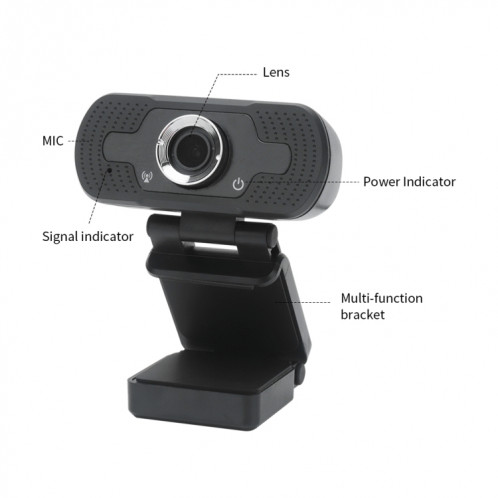 Caméra Web HD-F18 1080P multifonction avec caméra Web et microphone (noir) SH565B789-08