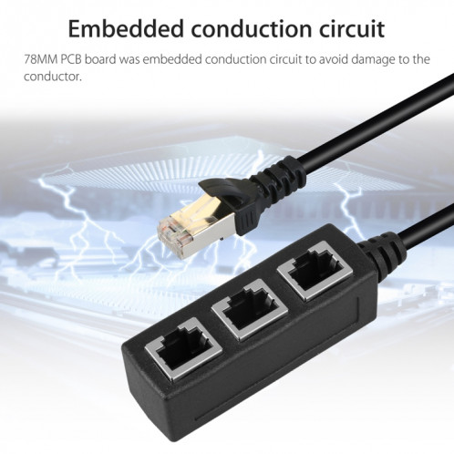 Prolongateur de prise RJ45 1 à 3 prises réseau LAN Ethernet SH25691451-07