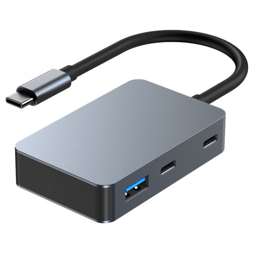 BYL-2316 Adaptateur HUB de station d'accueil multifonction 5 en 1 USB-C/Type-C vers USB3.0 et Type-C (gris foncé) SH576B754-07