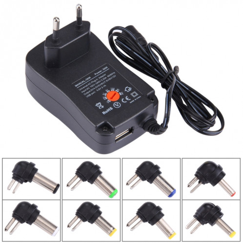 Adaptateur enfichable mural universel de 30W avec port USB 5V 2.1A, embouts: 6 PCS, longueur du câble: environ 1,2 m SH25811321-09