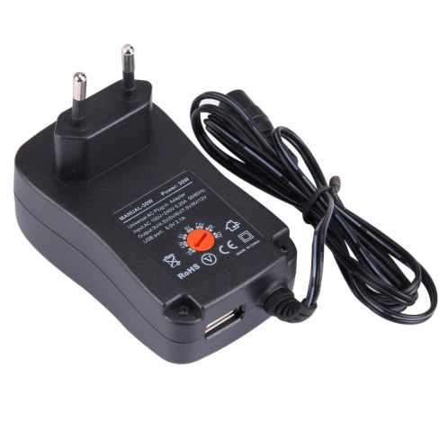 Adaptateur enfichable mural universel de 30W avec port USB 5V 2.1A, embouts: 6 PCS, longueur du câble: environ 1,2 m SH25811321-09