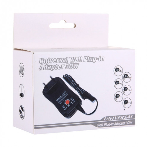 Adaptateur enfichable mural universel de 30W avec port USB 5V 2.1A, embouts: 6 PCS, longueur du câble: environ 1,2 m SH25811321-09