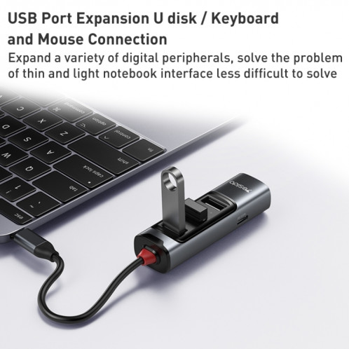 Adaptateur HUB de station d'accueil multifonction Yesido HB22 5 en 1 USB-C / Type-C SY25871087-011