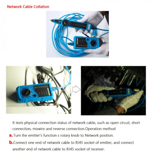BSIDE FWT11 RJ11 / RJ45 Téléphone Fil Tracker Ethernet LAN Réseau Testeur de Câble Détecteur Ligne Finder SB25911509-08