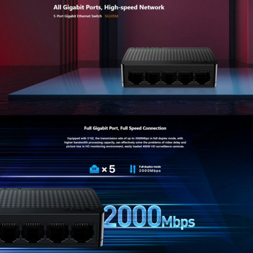 Tenda SG105M tous les Ports Gigabit réseau haut débit commutateur Ethernet 5 ports 1000 Mbps HUB LAN rapide ST25951702-07