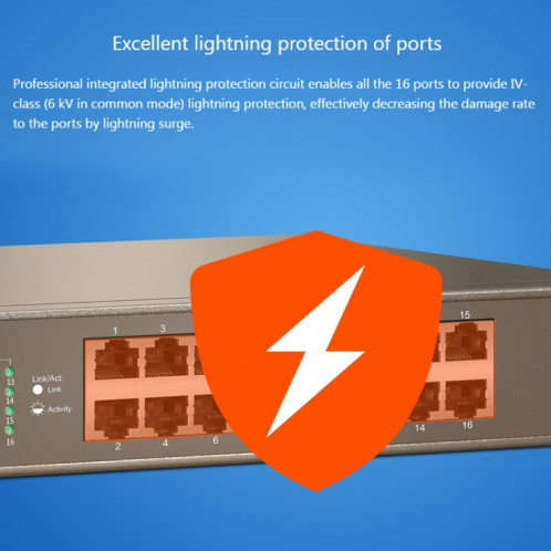 Tenda TEG1016D Desktop v6.0 commutateur Ethernet Gigabit 16 ports 6KV protection contre la foudre ST2597644-06