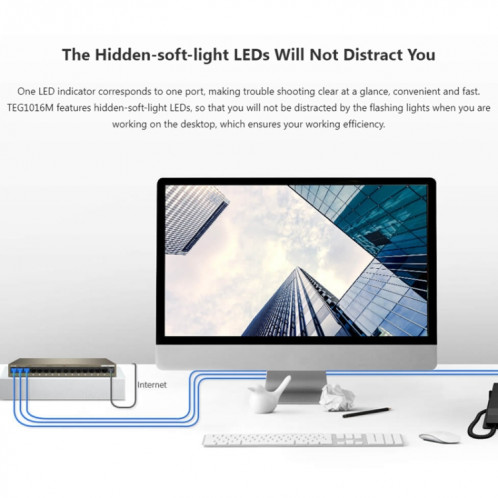 Tenda TEG1016M commutateur Ethernet Gigabit à 16 ports en métal de bureau établit rapidement un réseau haut débit ST25991552-010