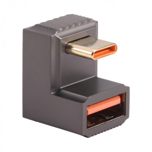 Adaptateur de charge coudé en forme de U USB-C / Type-C mâle vers USB femelle 10 Gbit/s (Gun Metal) SH01GM962-07