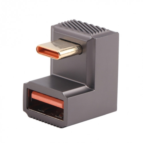 Adaptateur de charge coudé en forme de U USB-C / Type-C mâle vers USB femelle 10 Gbit/s (Gun Metal) SH01GM962-07
