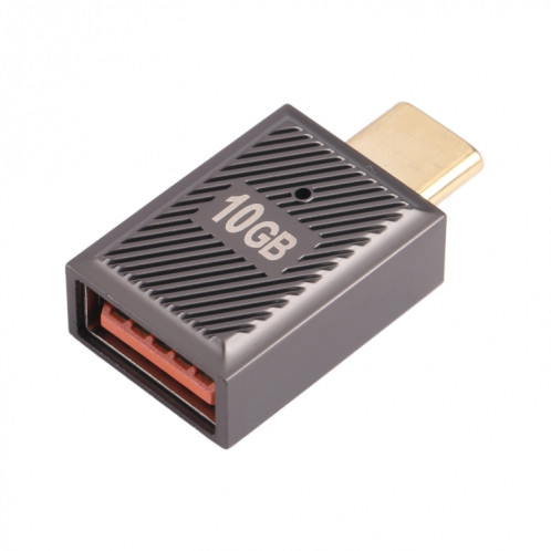 Adaptateur de charge droit USB-C/Type-C mâle vers USB femelle 10 Gbit/s (Gun Metal) SH02GM156-07
